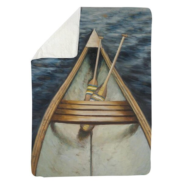 Begin Home Decor 60 x 80 in. Canoeing on the Lake-Sherpa Fleece Blanket - 5545-6080-SP18