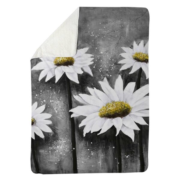 Begin Home Decor 60 x 80 in. Daisies At Sun-Sherpa Fleece Blanket - 5545-6080-FL109-1