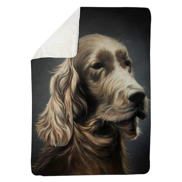 Begin Home Decor 60 x 80 in. Field Spaniel-Sherpa Fleece Blanket - 5545-6080-AN490