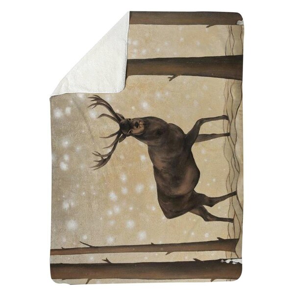 Begin Home Decor 60 x 80 in. Roe Deer In A Winter Landscape-Sherpa Fleece Blanket - 5545-6080-AN285