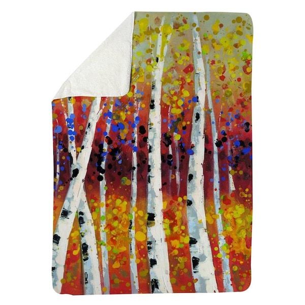 Kd Cuna 60 x 80 in. Colored Birches-Sherpa Fleece Blanket - KD2787504