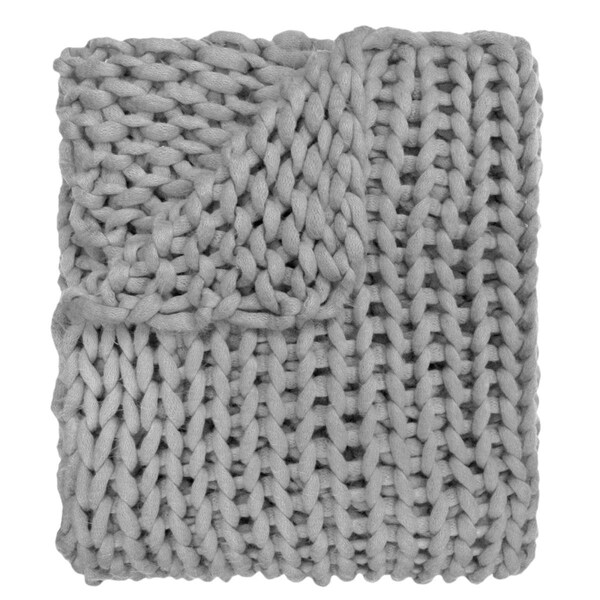 American Heritage Textiles 40 x 50 in. Chunky Knit Throw, Grey - 70000