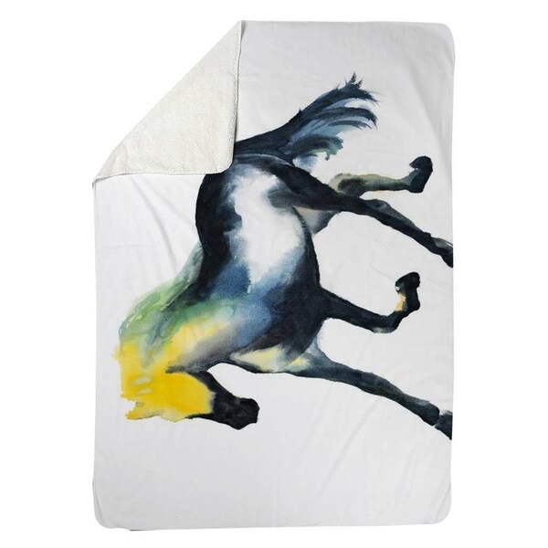 Begin Home Decor 60 x 80 in. Galloping Horse-Sherpa Fleece Blanket - 5545-6080-AN366