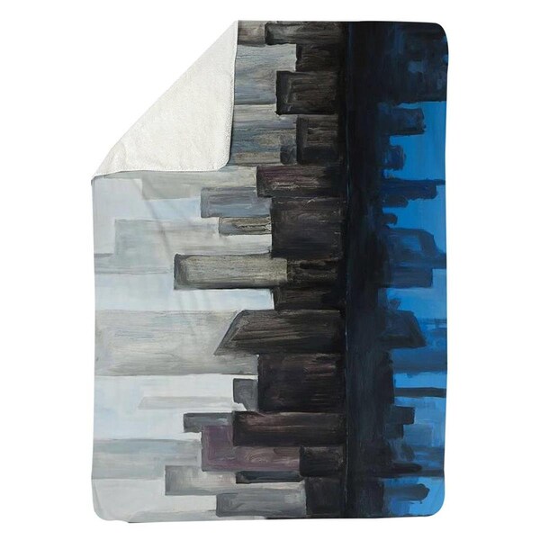 Begin Home Decor 60 x 80 in. View of A Blue City-Sherpa Fleece Blanket - 5545-6080-CI336