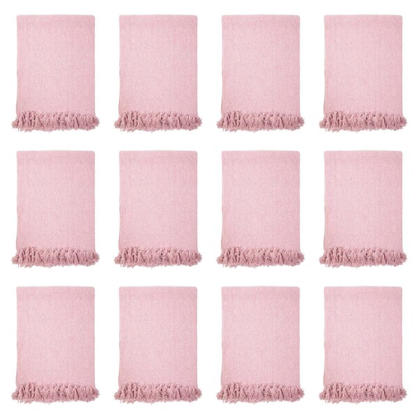 Monarch Brands Common Ground Throw Blankets, 50in x 70in, Patterned , Pink, 12PK - THROW-50X70-PK-CS
