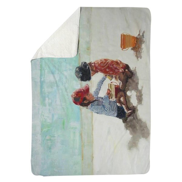 Kd Cuna 60 x 80 in. Little Girls At The Beach-Sherpa Fleece Blanket - KD2787535
