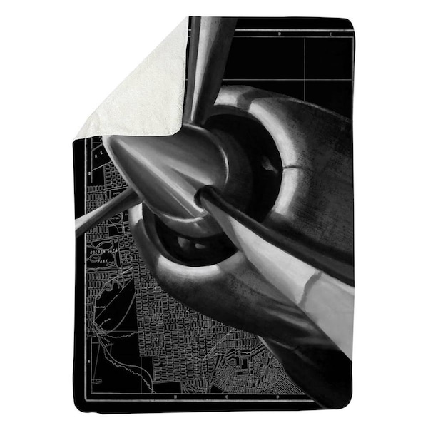 Kd Cuna 60 x 80 in. Airplane Flying Over San Francisco-Sherpa Fleece Blanket - KD2786028
