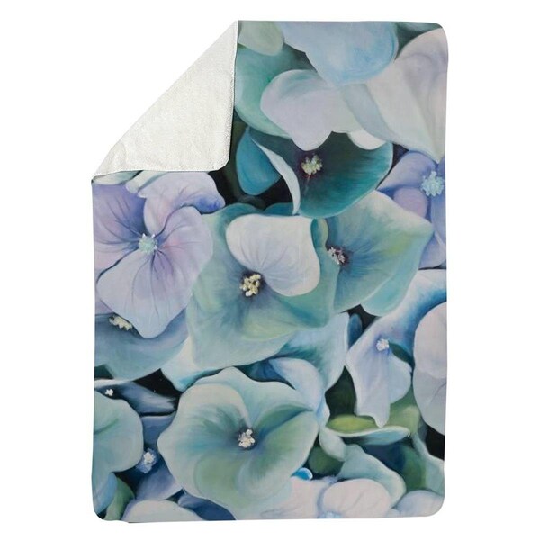 Begin Home Decor 60 x 80 in. Hydrangea Plant-Sherpa Fleece Blanket - 5545-6080-FL147