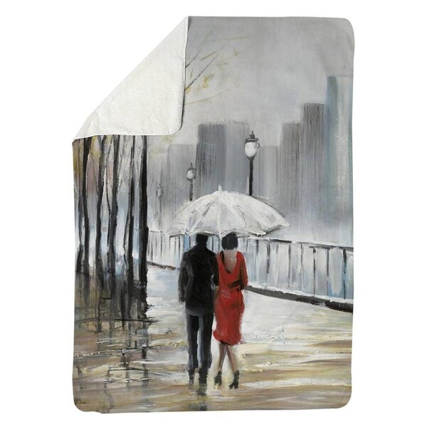 Kd Cuna 60 x 80 in. Couple Walking Under The Rain-Sherpa Fleece Blanket - KD2787913