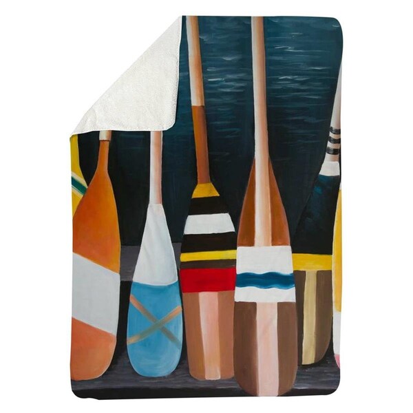 Begin Home Decor 60 x 80 in. Colorful Paddles-Sherpa Fleece Blanket - 5545-6080-SP55