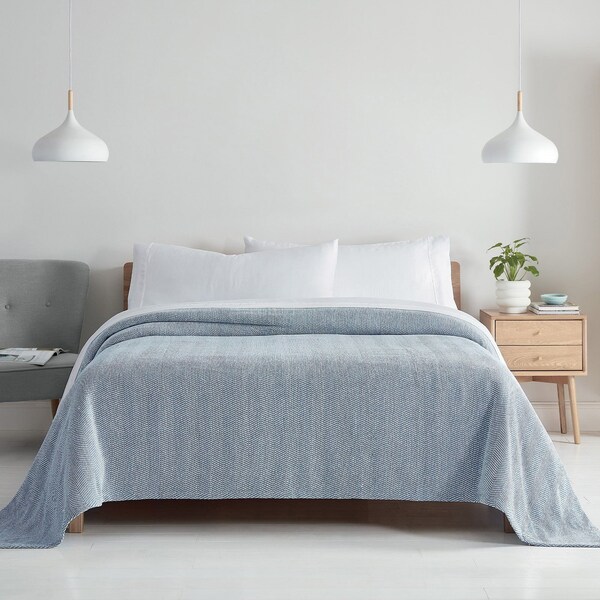 Monarch Brands Aston & Arden Waffle Blanket - Queen, Blue - P-BLT-WFL-QN-BL
