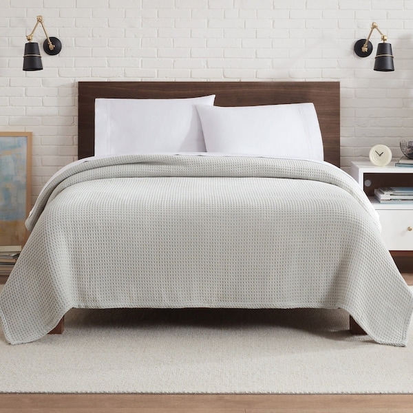 Monarch Brands Aston & Arden Waffle Blanket - King, Light Grey - P-BLT-WFL-KG-LG
