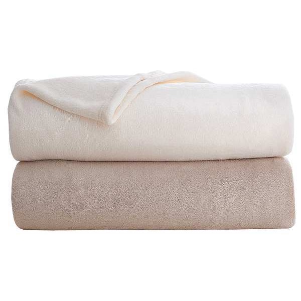 Martex Fleece Blanket, King, 108x90 In., Khaki, PK4 - 1B06725