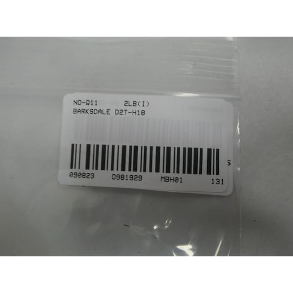 Interruptor de presión Barksdale 0.4-18PSI 125/250/480V-AC - D2T-H18