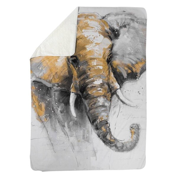 Kd Cuna 60 x 80 in. Beautiful Golden Elephant-Sherpa Fleece Blanket - KD2787906
