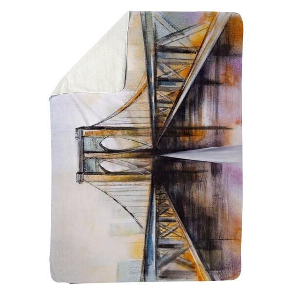 Begin Home Decor 60 x 80 in. Colorful Brooklyn Bridge-Sherpa Fleece Blanket - 5545-6080-CI211