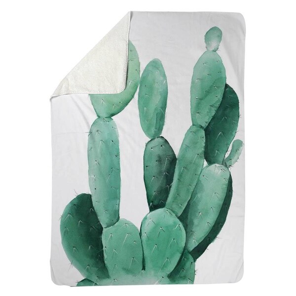 Kd Cuna 60 x 80 in. Watercolor Paddle Cactus-Sherpa Fleece Blanket - KD2785830