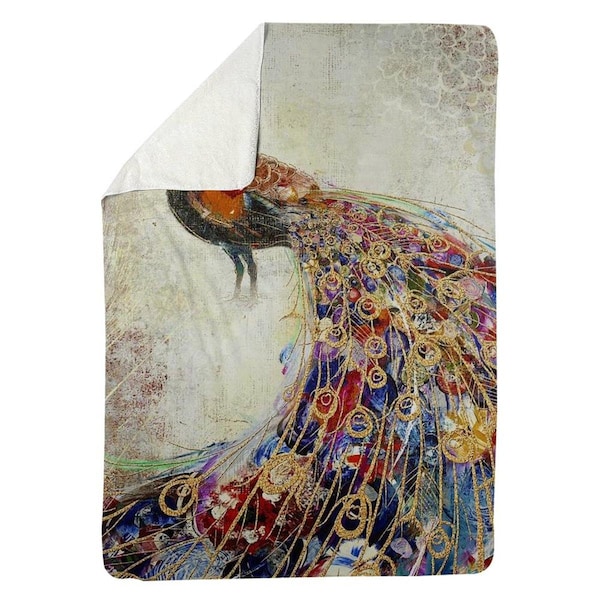 Kd Cuna 60 x 80 in. Majestic Peacock-Sherpa Fleece Blanket - KD2790053
