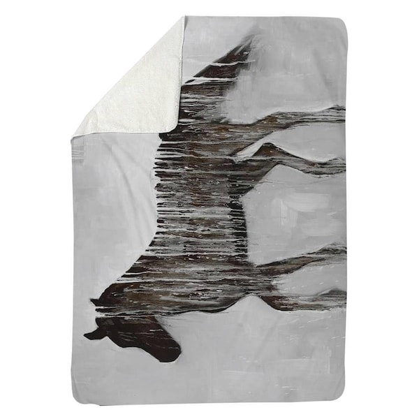 Begin Home Decor 60 x 80 in. Gambading Abstract Horse-Sherpa Fleece Blanket - 5545-6080-AN299