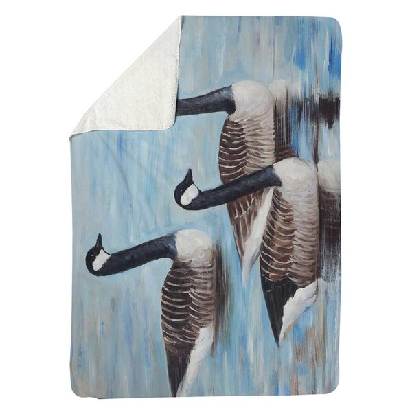 Begin Home Decor 60 x 80 in. Canada Geese In Water-Sherpa Fleece Blanket - 5545-6080-AN165
