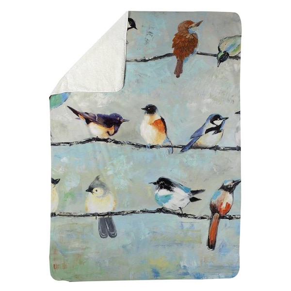 Kd Cuna 60 x 80 in. Small Colorful Birds-Sherpa Fleece Blanket - KD2790198