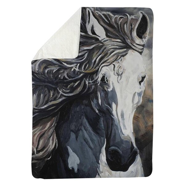 Kd Cuna 60 x 80 in. Front Wild Horse-Sherpa Fleece Blanket - KD2792498