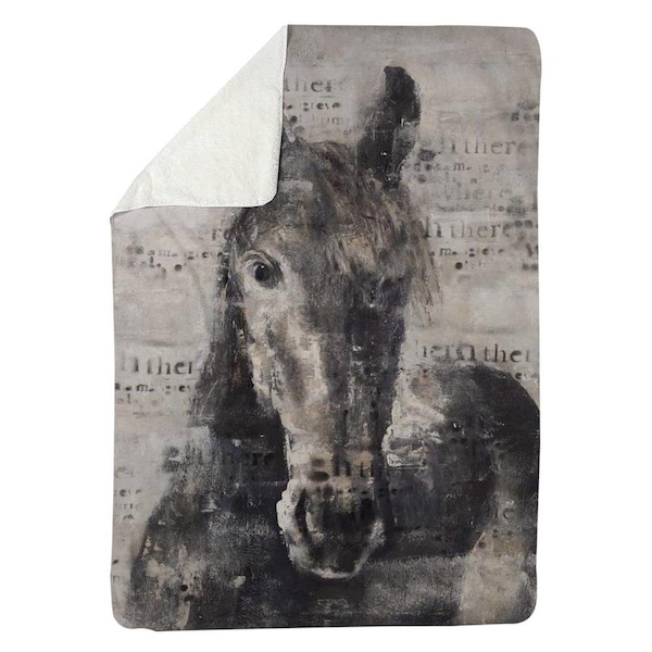 Kd Cuna 60 x 80 in. Abstract Horse with Typography-Sherpa Fleece Blanket - KD3333383