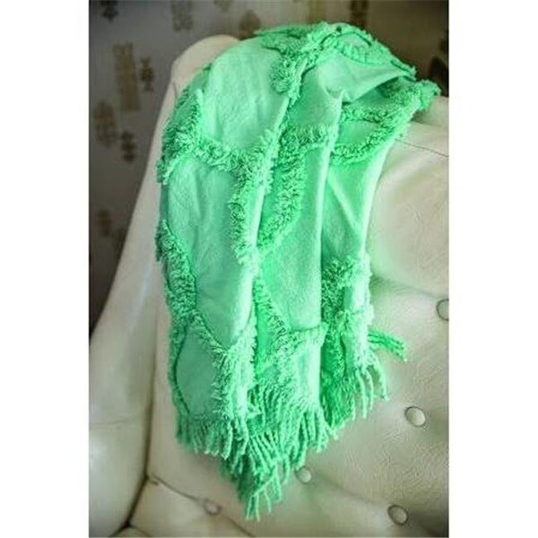 Manual Woodworkers & Weavers Manual Woodworkers & Weavers AIELMT 30 x 40 in. Tufted Cotton Sofa Throw Blanket; Mint - AIELMT