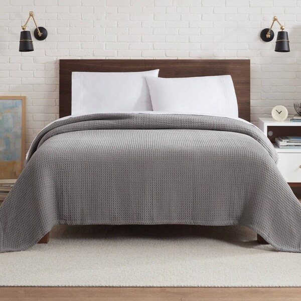 Monarch Brands Aston & Arden Waffle Blanket - Queen, Grey - P-BLT-WFL-QN-GY