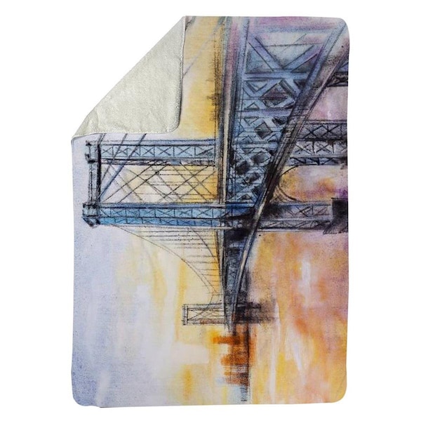 Kd Cuna 60 x 80 in. Abstract Brooklyn Bridge-Sherpa Fleece Blanket - KD2791076