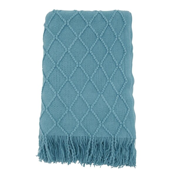 Doba-Bnt SARO  50 x 60 in. Knitted Design Throw Blanket  Light Blue - SA3202993