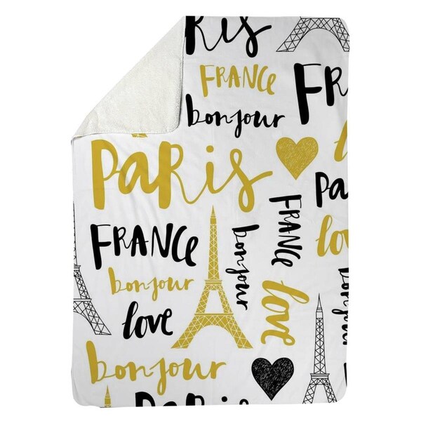 Begin Home Decor 60 x 80 in. Bonjour La France-Sherpa Fleece Blanket - 5545-6080-TY2