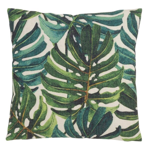 Rlm Distribution SARO  18 in. Square Tropical Throw Pillow with Banana Leaf Print - Green - HO2657360
