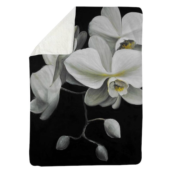 Kd Cuna 60 x 80 in. White Orchids-Sherpa Fleece Blanket - KD2788474