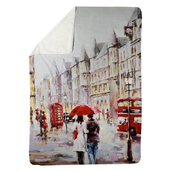 Begin Home Decor 60 x 80 in. European Street by A Rainy Day-Sherpa Fleece Blanket - 5545-6080-CI107