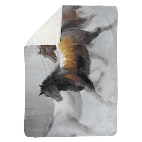 Begin Home Decor 60 x 80 in. Herd of Wild Horses-Sherpa Fleece Blanket - 5545-6080-AN257