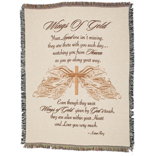 Dicksons Unisex Wings of Gold Cotton Throw Blanket, Multi Color - One Size - EFAB02