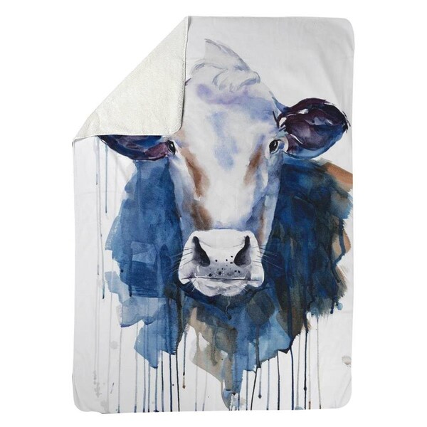 Kd Cuna 60 x 80 in. Watercolor Cow-Sherpa Fleece Blanket - KD2789020