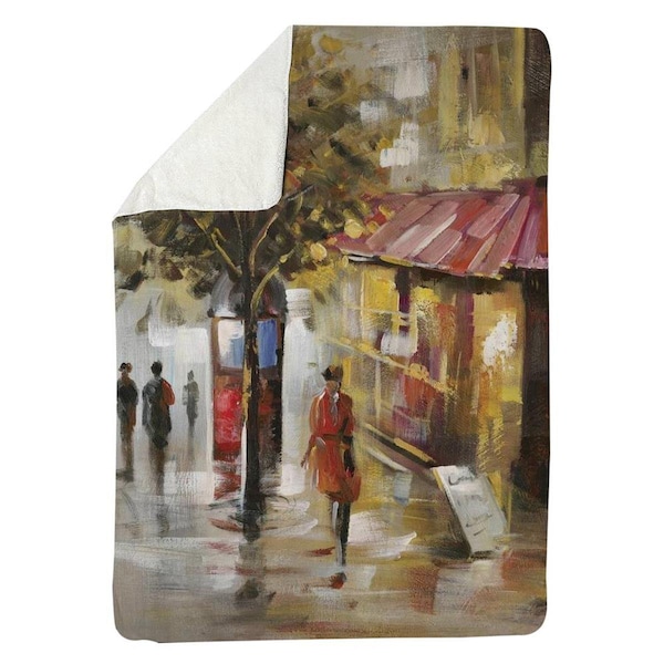 Begin Home Decor 60 x 80 in. Abstract Street with Passers-Sherpa Fleece Blanket - 5545-6080-ST4
