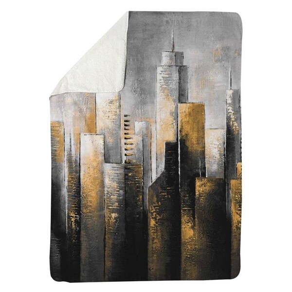 Begin Home Decor 60 x 80 in. Abstract Skyline-Sherpa Fleece Blanket - 5545-6080-CI276-1