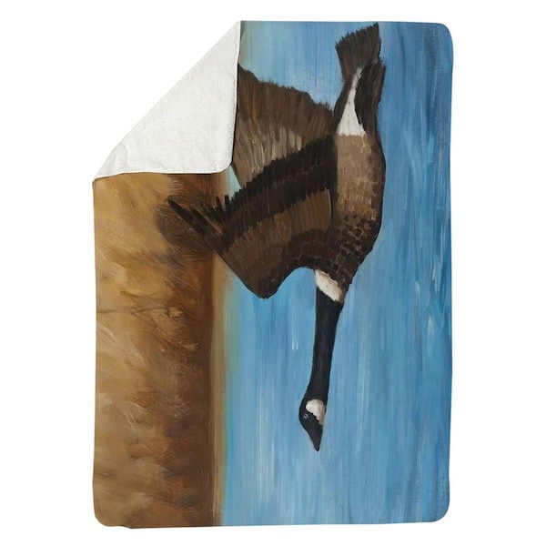 Begin Home Decor 60 x 80 in. Canada Goose-Sherpa Fleece Blanket - 5545-6080-AN166