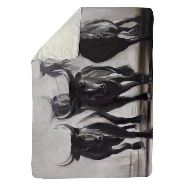 Kd Cuna 60 x 80 in. Running Fierce Bulls-Sherpa Fleece Blanket - KD2790193