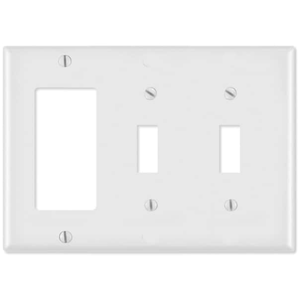 Ezgeneration LV80421x-LV80421W Combination Wallplate, 1 Decora and 2 Toggle, White - EZ1568174