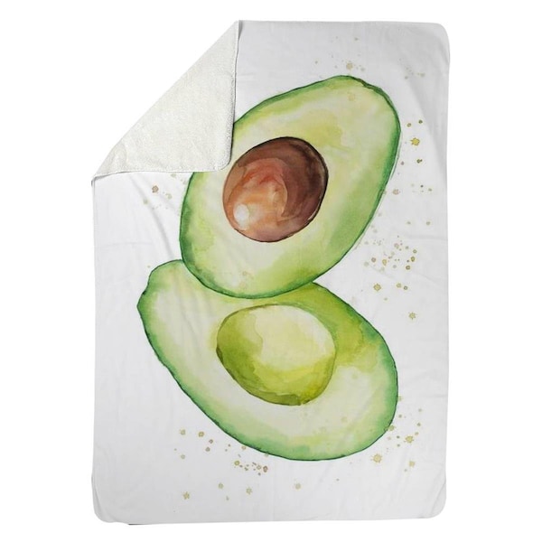 Kd Cuna 60 x 80 in. Watercolor Open Avocado-Sherpa Fleece Blanket - KD2787500