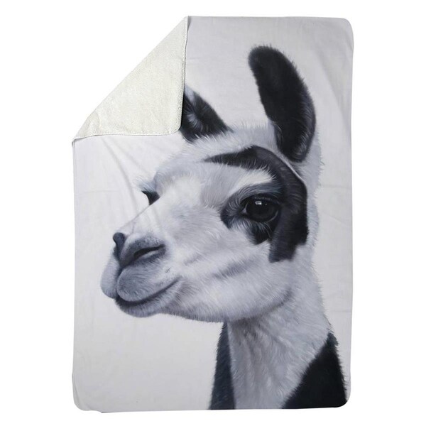 Begin Home Decor 60 x 80 in. Black & White Lama-Sherpa Fleece Blanket - 5545-6080-AN471