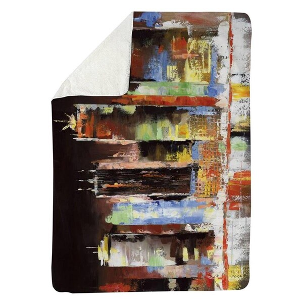 Begin Home Decor 60 x 80 in. Cityscape by Night-Sherpa Fleece Blanket - 5545-6080-CI17
