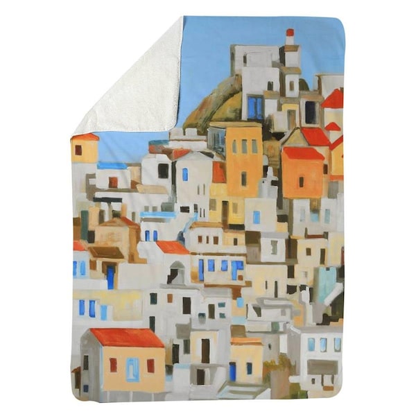 Kd Cuna 60 x 80 in. Small Houses In Greece-Sherpa Fleece Blanket - KD3337954