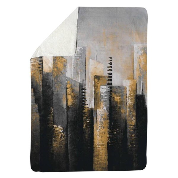 Kd Cuna 60 x 80 in. Abstract Gold Skyscraper-Sherpa Fleece Blanket - KD3331591