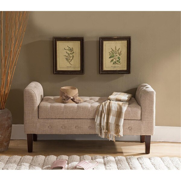 Kb KB SB-0729 Microfiber Storage Bench - Light Brown - SB-0729