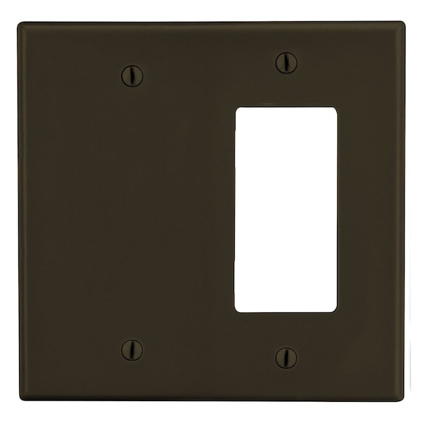Hubbell Wiring Device-Kellems Wallplate, Mid-Size 2-Gang, 1) Decorator 1) Box Mount Blank, Brown - PJ1326